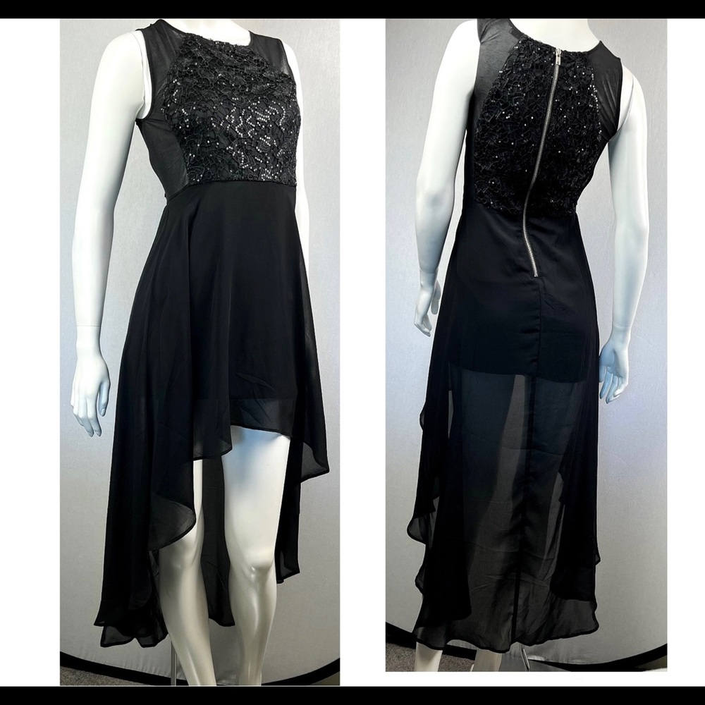Gorgeous Sequin Crochet Perfectly Sexy High Low Flowy Date Night Cocktail Dress